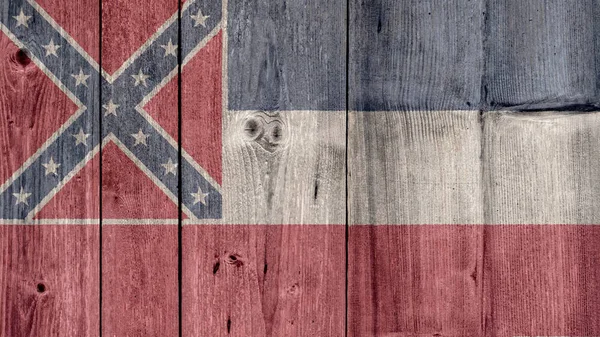 Usa Politics News Concept State Mississippi Flag Wooden Fence Dalam — Stok Foto