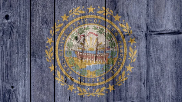 Cerca de madeira da bandeira de New Hampshire do estado dos EUA — Fotografia de Stock