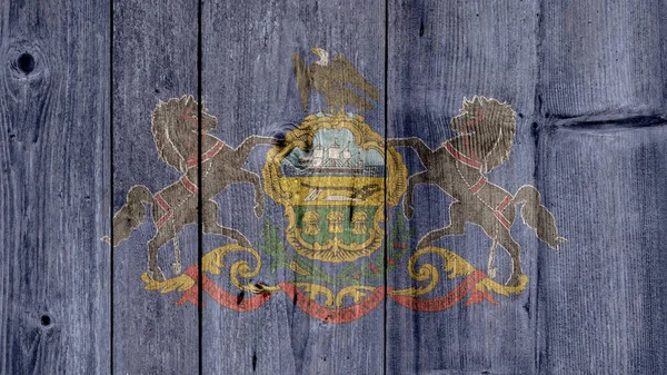Μας κράτους Πενσυλβανία σημαία ξύλινο φράχτη — Φωτογραφία Αρχείου
