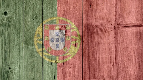 Flaga Portugalii drewniany płot — Zdjęcie stockowe