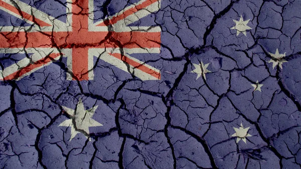 Siyasi kriz: Çamur Avustralya bayrağı ile çatlaklar. — Stok fotoğraf