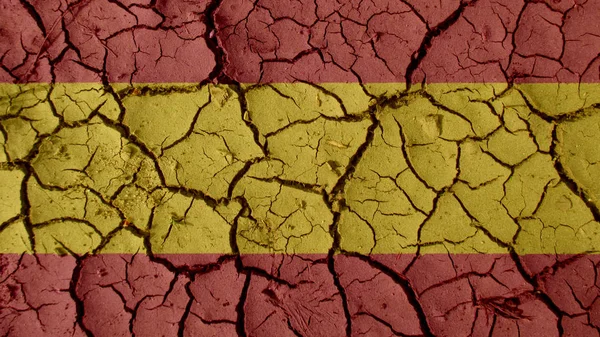 政治危机概念: 带有西班牙国旗的泥石流裂缝 — 图库照片
