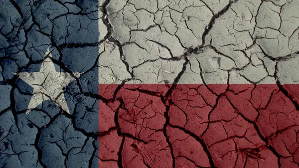 텍사스 깃발으로 정치적 위기 개념: 진흙 균열 — 스톡 사진