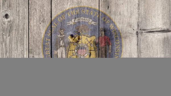 Μας κράτος Ουισκόνσιν σφραγίδα ξύλινο φράχτη — Φωτογραφία Αρχείου