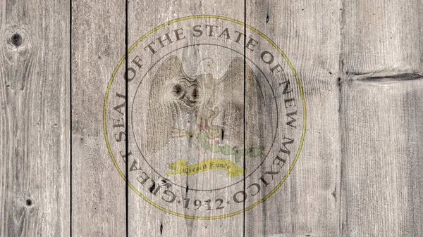 Recinzione in legno del sigillo dello stato del Nuovo Messico degli Stati Uniti — Foto Stock