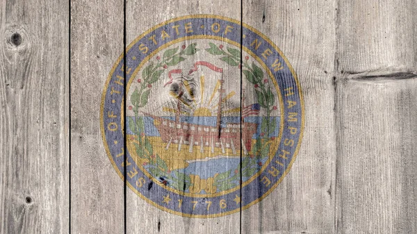 Us state neuer hampshire seal hölzerner Zaun — Stockfoto