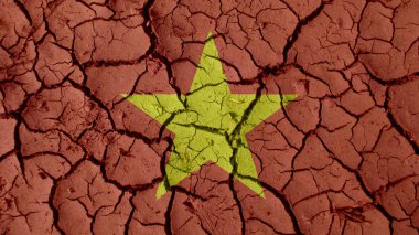 Kriz kavramı: Çamur Vietnam bayrağı ile çatlaklar.
