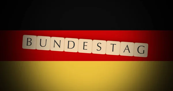 Letter Tiles Bundestag On German Flag, 3d illustration