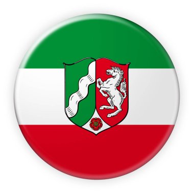 Kuzey Ren-Vestfalya bayrağı rozeti, beyaz arka plan üzerinde 3d çizim