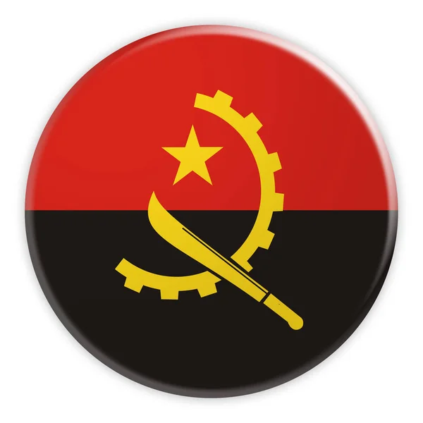 Botón de bandera de Angola, insignia de concepto de noticias, ilustración 3d — Foto de Stock