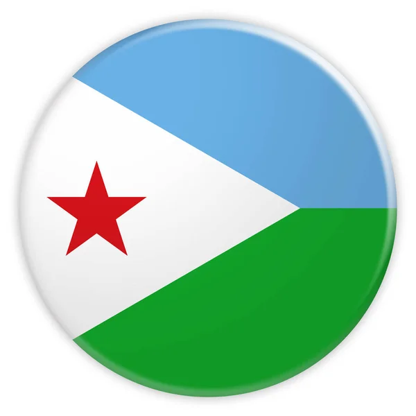 Botón de la bandera de Djibouti, insignia del concepto de noticias, ilustración 3d — Foto de Stock