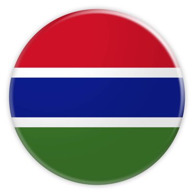 Gambiya bayrak düğmesini, haber kavramı rozet, 3d çizim