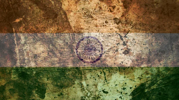 Mycket Grungy indiska flaggan, Indien Grunge bakgrund textur — Stockfoto