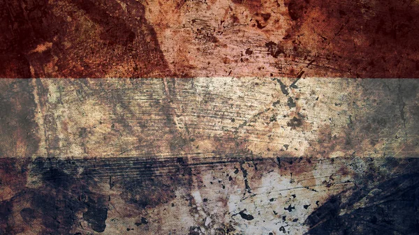 Very Grungy Dutch Flag, Netherlands Grunge Textura de fondo —  Fotos de Stock