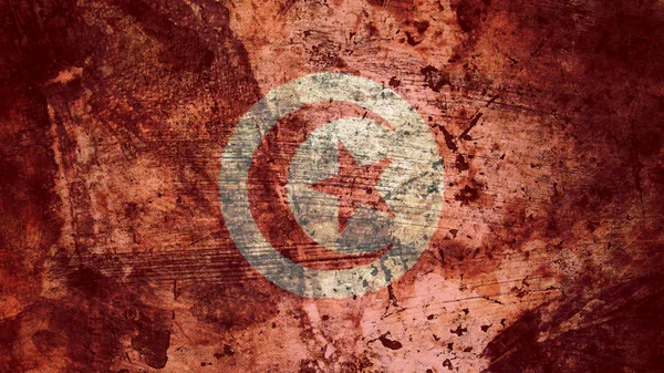 Very Grungy Tunisian Flag, Tunisia Grunge Background Texture — Stock Photo, Image