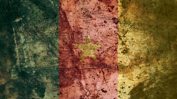 Textura pozadí Grunge velmi výstřední kamerunský vlajka, Kamerun — Stock fotografie