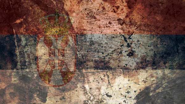 Very Grungy Serbian Flag, Serbia Grunge Background Texture