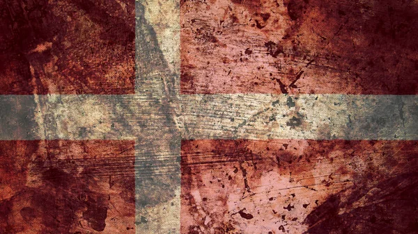 Very Grungy Danish Flag, Denmark Grunge Background Texture — Stock Photo, Image