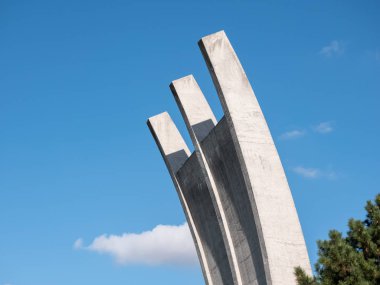 Berlin Hava Köprüsü Memorial yakınındaki eski Tempelhof Havaalanı, Platz der Luftbrucke In Berlin, Almanya