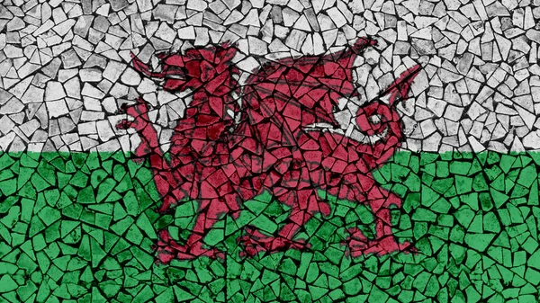 Mosaic Tiles Painting of Wales Flag — Stock Photo, Image