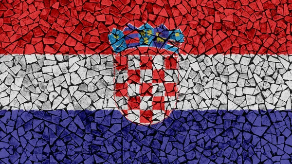 克罗地亚马赛克瓷砖绘画旗 — 图库照片
