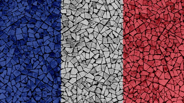 Mozaik çini boyama Fransa bayrağı — Stok fotoğraf