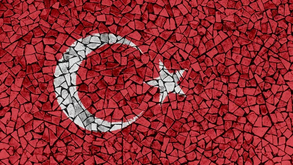 Mosaikfliesen Malerei Der Türkei Flagge Hintergrund Textur — Stockfoto