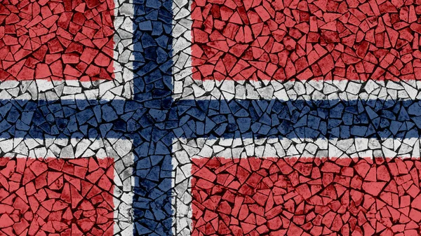 Mosaic Tiles Painting of Norway Flag — Stock Photo, Image