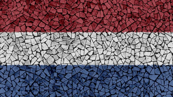 Mozaïektegels schilderij van de Nederlandse vlag — Stockfoto