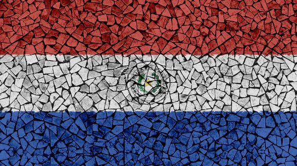 Mosaicos Pintura da Bandeira do Paraguai — Fotografia de Stock