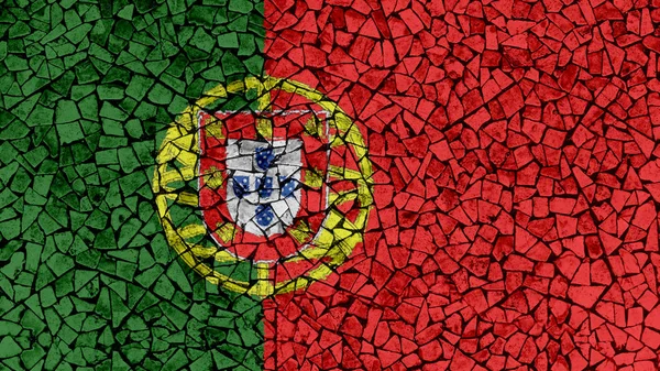 Mosaic Tiles Painting of Portugal Flag — Stock Photo, Image