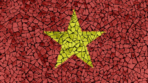Mozaik csempe festés a vietnámi zászló — Stock Fotó
