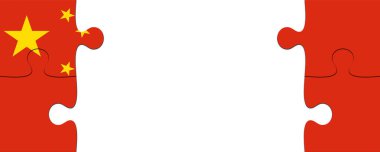 Çin bayrağı parçalı bulmaca ile kopya alanı, 3d çizim