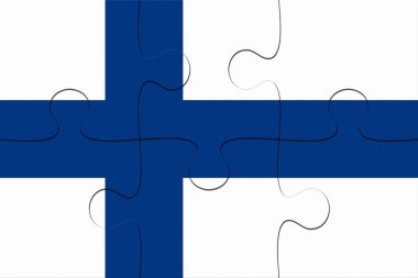 Finlandiya bayrağı parçalı bulmaca, 3d çizim