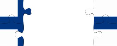 Finlandiya bayrağı parçalı bulmaca ile kopya alanı, 3d çizim