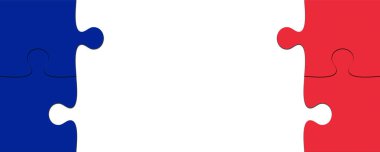 Fransa bayrağı parçalı bulmaca ile kopya alanı, 3d çizim