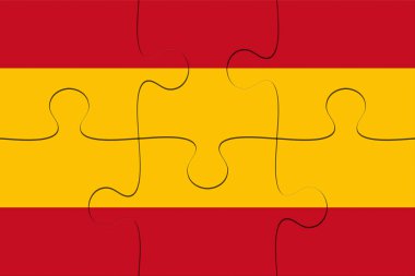 İspanya bayrağı parçalı bulmaca, 3d çizim