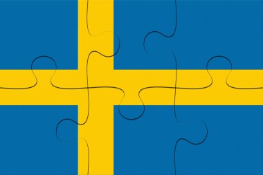 İsveç bayrağı parçalı bulmaca, 3d çizim