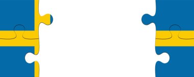 İsveç bayrağı parçalı bulmaca ile kopya alanı, 3d çizim