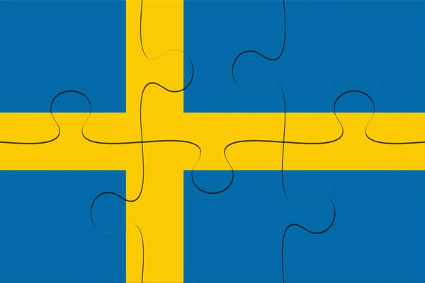 Bandera de Suecia Jigsaw Puzzle, 3d ilustración —  Fotos de Stock