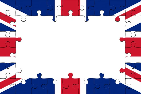 Cornice della bandiera inglese pezzi puzzle con spazio di copia, illustrazione 3d — Foto Stock