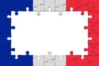 Fransa bayrağı parçalı bulmaca parçaları ile kopya alanı, 3d resim çerçeve