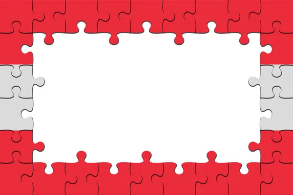 Frame of Austria Flag Jigsaw Puzzle Pieces With Copy Space, 3d illustration — Stock Photo, Image