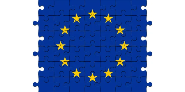 EU vlag Jigsaw Puzzle, 3d illustratie tegen een witte achtergrond — Stockfoto