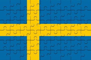 İsveç bayrağı parçalı bulmaca, 3d çizim