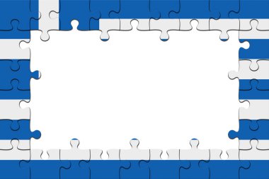Yunanistan bayrağı parçalı bulmaca parçaları ile kopya alanı, 3d resim çerçeve