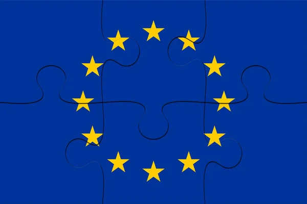 Пазл пилы флага ЕС, 3d иллюстрация — стоковое фото