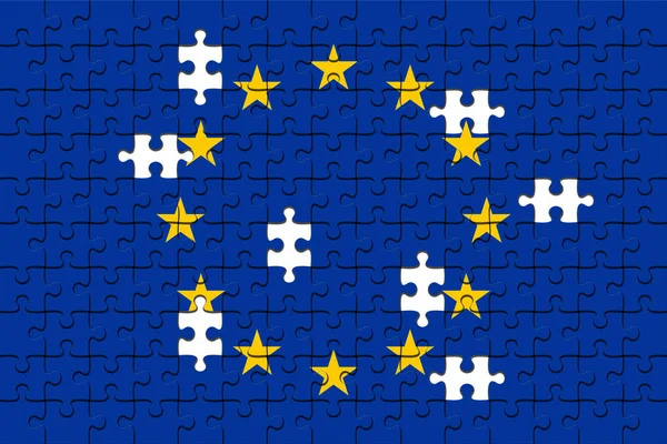 Onvolledige Eu vlag Jigsaw Puzzle met ontbrekende stukken, 3d illustratie — Stockfoto