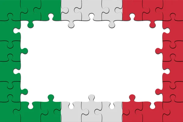 Frame of Italy Bandeira quebra-cabeça peças com espaço de cópia, ilustração 3d — Fotografia de Stock