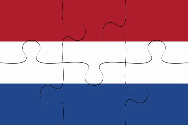 Nederlandse vlag Jigsaw Puzzle, 3d illustratie — Stockfoto